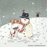 Schneemann & Hund - Snowman & dog - Bonhomme de neige & chien