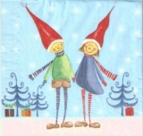 Junge und Mädchen mit großen Weihnachtsmützen - Boy and girl with big Christmas caps - Garçon et fille avec les grands bonnets de Noël
