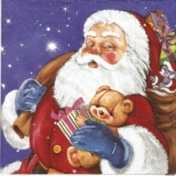 Weihnachtsmann mit Teddy, Maus & Geschneken - Santa Claus with plushbear, plush mouse and presents - Père Noël avec ours en peluche, souris en peluche et cadeaux