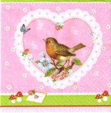 Vogel, Rotkehlchen & Spitzenherz - Bird, Robin & lace heart - oiseau, rouge-gorge et Coeur de dentelle