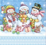 3 Schneemmänner, Geschenke & kleiner Vogel - 3 Snowmen, gifts & little bird - 3 Bonhommes de neige, cadeaux & peu doiseau3 Bonhommes  neige, cadeaux & peu doiseaude