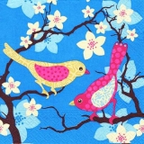 Bunte Vögel auf Blütenzweigen - Colorful birds on flower branch - Oiseaux colorés sur la Direction générale des fleurs