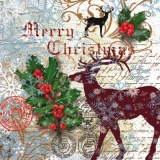 Weihnachtsmannstempel, Hirsche, Stechpalme, Ilex, Geschriebenes - Santa Claus stamps, deer, stag, holly, writing - timbres du Père Noël, cerf, houx, écrit