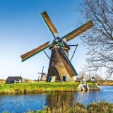 Windmühlen am Wasser, Holland - Windmills by the sea, Netherlands - Moulins à vent par la mer, Pays-Bas