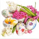 Hyazinthen und mit Blumen bemalte Ostereier - Hyacinths and flower-painted Easter eggs - Hyacinth et oeufs peints avec des fleurs
