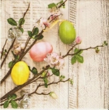 Obstbaumzweige & Ostereier auf Holz - Fruit tree branches & Easter eggs on wood - Branches darbre fruitier & oeufs de Pâques sur le bois