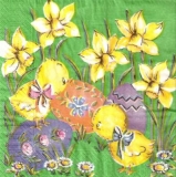 Hübsch bemalte Ostereier, Küken & Narzissen - Pretty painted Easter eggs, chicks & daffodils - Jolie oeufs de Pâques peints, poussins et Jonquilles
