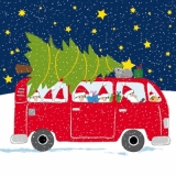 Weihnachtsbaum, VW-Bus, Katze, Hund & Weihnachtsmänner - Christmas tree, VW coach, cat, dog and Santas - Arbre de Noël, autobus de VW, chat, chien et Pères Noël
