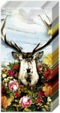 Hirsch mit Laub und Blumen - Stag, Deer with foliage and flowers - Cerf avec le feuillage et les fleurs