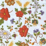 Gestickte Blumen auf Leinen - Embroidered flowers on linen - Fleurs brodées sur le lin