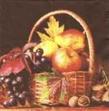 Früchtekorb, Äpfel, Walnüsse, Blätter & Trauben - Fruit basket, apples, walnuts, leaves & grapes - Panier de fruits, pommes, noix, feuilles et raisins