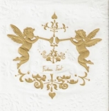Geprägte Serviette mit goldenen Engeln - Embossed napkin with golden angels - Serviette en relief avec des anges dorés