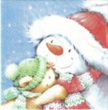 Kleiner Teddy & Schneemannfreund - Little teddy and snowman friend - Petit nounours et ami de bonhomme de neige