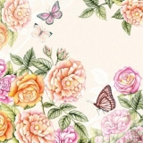 Schmetterlinge im Rosengarten creme - Butterflies in the rose garden, cream - Papillons dans la roseraie, crème
