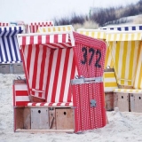 Urlaub am Meer, Strandkörbe - Holidays by the sea, beach chairs - Vacances à la mer, chaises de plage
