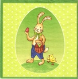 Osterhase mit Osterkorb & Küken - Easter Bunny with Easter Basket and Chick - Lapin de Pâques avec panier de Pâques et poussin