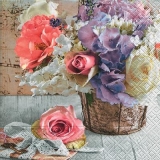 romantischer Blumenkorb, Rosen - romantic flower basket, roses - panier de fleurs romantique, roses