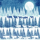 Rehe, Hirsche wandern durch den schneebedeckten Wald im Mondlicht - Deer, deer wander through the snow-covered forest in the moonlight - Cerf, cerf se promener dans la forêt enneigée au clair de lune