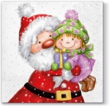 Weihnachtsmann mit kleinen niedlichen Mädchen auf dem Arm - Santa with little cute girl in her arms - Père Noël avec petite fille mignonne dans ses bras