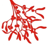 Mistelzweig Silhouette in rot - Mistletoe silhouette in red - Silhouette de gui en rouge