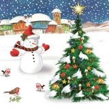 Schneemann & Rotkehlchen bestaunen den Weihnachtsbaum - Snowman & Robins marvel at the Christmas tree - Snowman & Robins s émerveiller devant l arbre de Noël