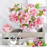 Rosen in einer Vase, in einer Holzkiste - Roses in a vase, in a wooden box - Roses dans un vase, dans une boîte en bois