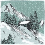 verschneite Berghütte - snowy mountain hut - cabane de montagne enneigée