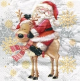 Weihnachtsmann reitet auf einen Elch - Santa Claus rides a moose - Le père Noël monte un orignal