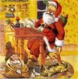 Weihnachtsmann mit Kätzchen - Santa with cat - Père Noël avec chat, chaton